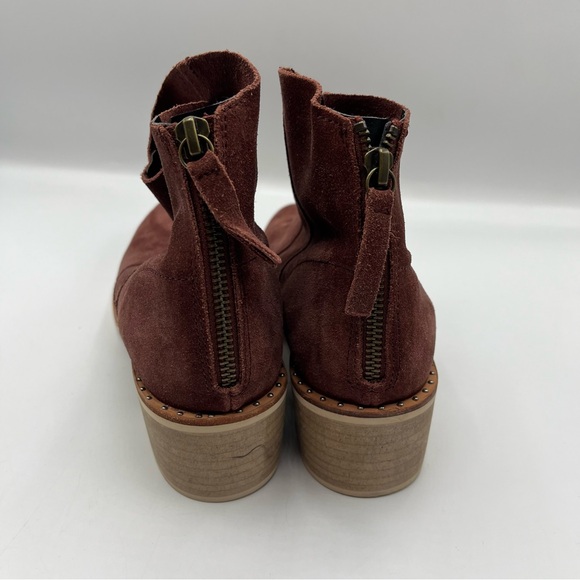 Crevo Clara Sz 8.5 Leather Suede Ankle Booties Brick Red Boots - Picture 5 of 13